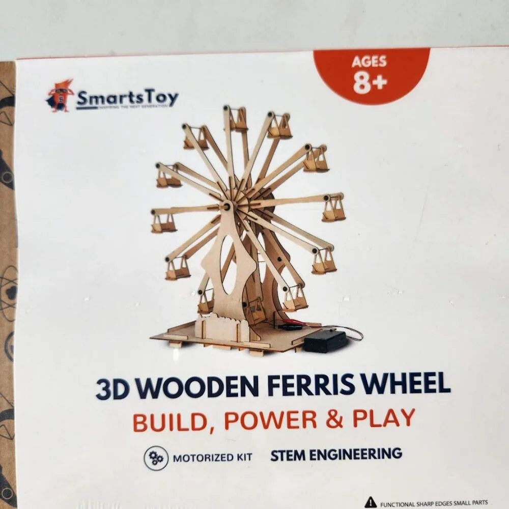 Wooden Ferris Wheel DIY 3D Puzzle Craft Kit STEM PROJECT Construction Toy Set BR